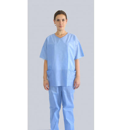 Niejałowe ubranie medyczne spodnie jednorazowe i bluza jednorazowa z krótkim rękawem