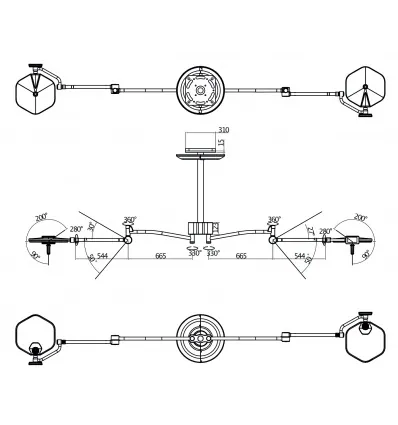 Lampa zabiegowo-operacyjna dwuczaszowa bezcieniowa S300DC sufitowa