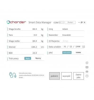 Zdalny pomiar wagi i wzrostu pacjenta Charder SmartDataManager