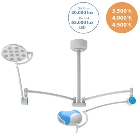 Lampa Bezcieniowa LED Zabiegowo-Operacyjna Dwuczaszowa Sufitowa IGLUX+  IG-65+DC