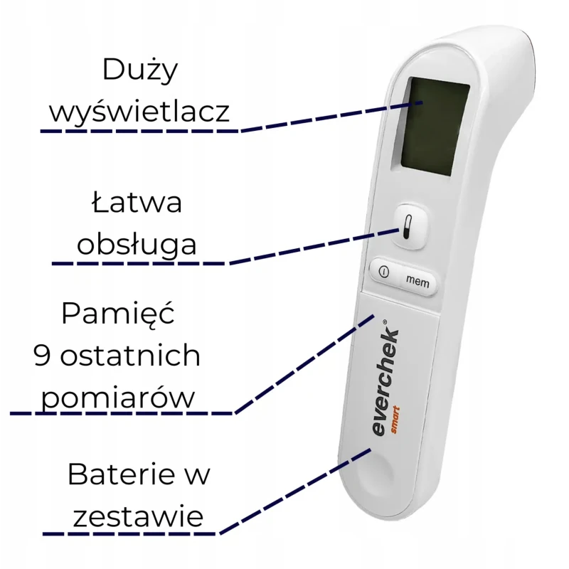 Termometr bezdotykowy medyczny na podczerwień Everchek Smart